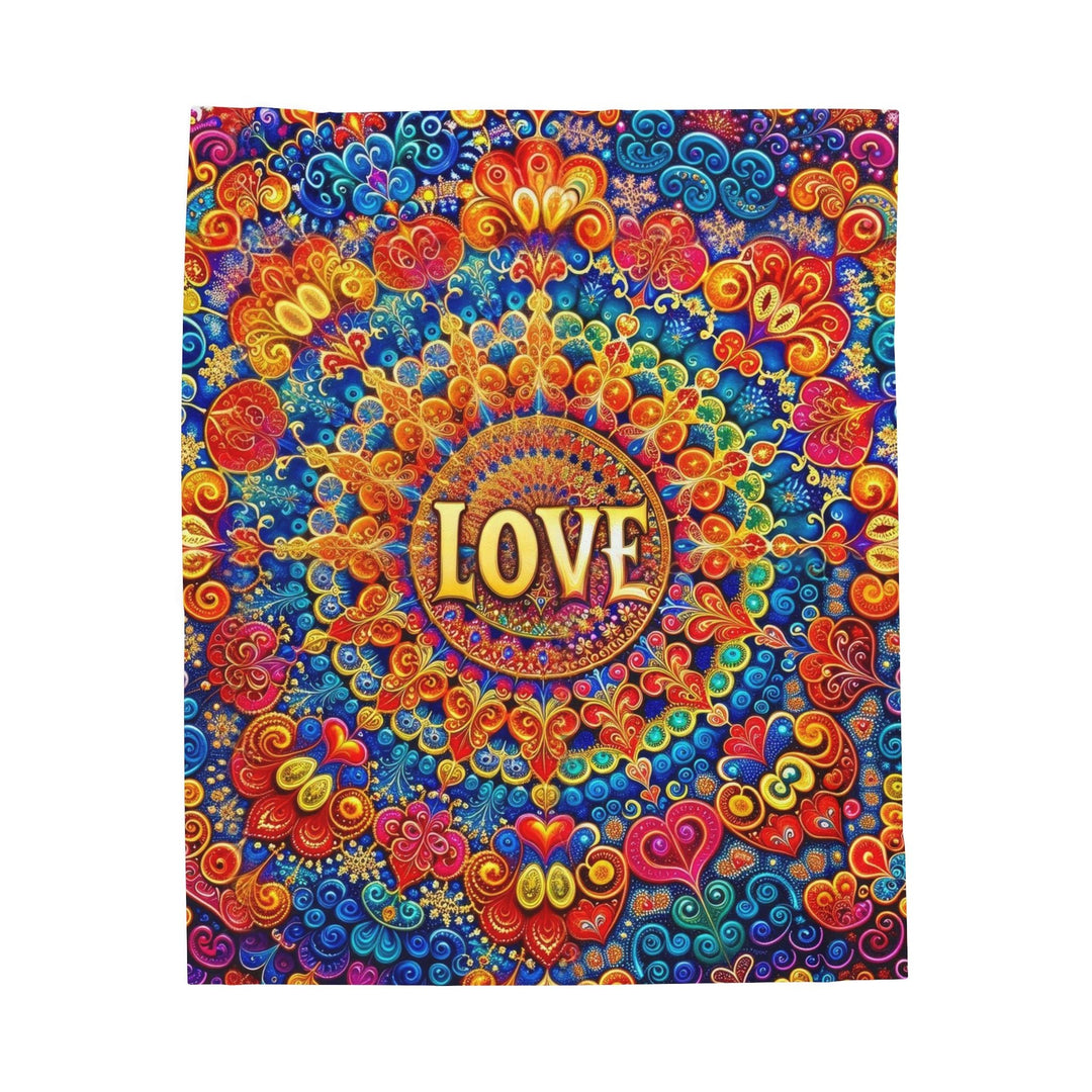 Vibrant Love Mandala - Velveteen Plush Blanket - All Over Prints - g(0D·IO) - 50" × 60" - -