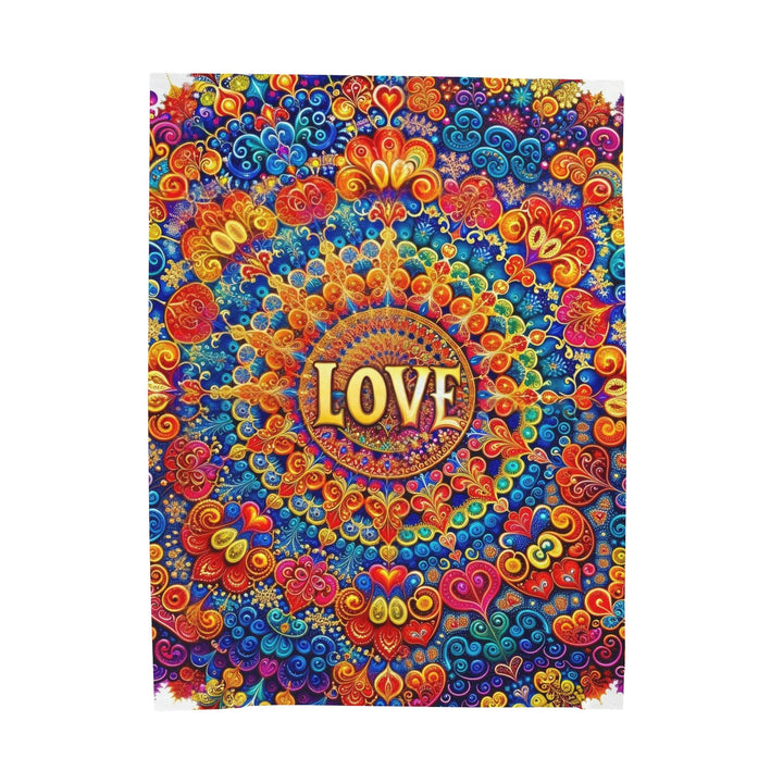 Vibrant Love Mandala - Velveteen Plush Blanket - All Over Prints - g(0D·IO) - 60" × 80" - -