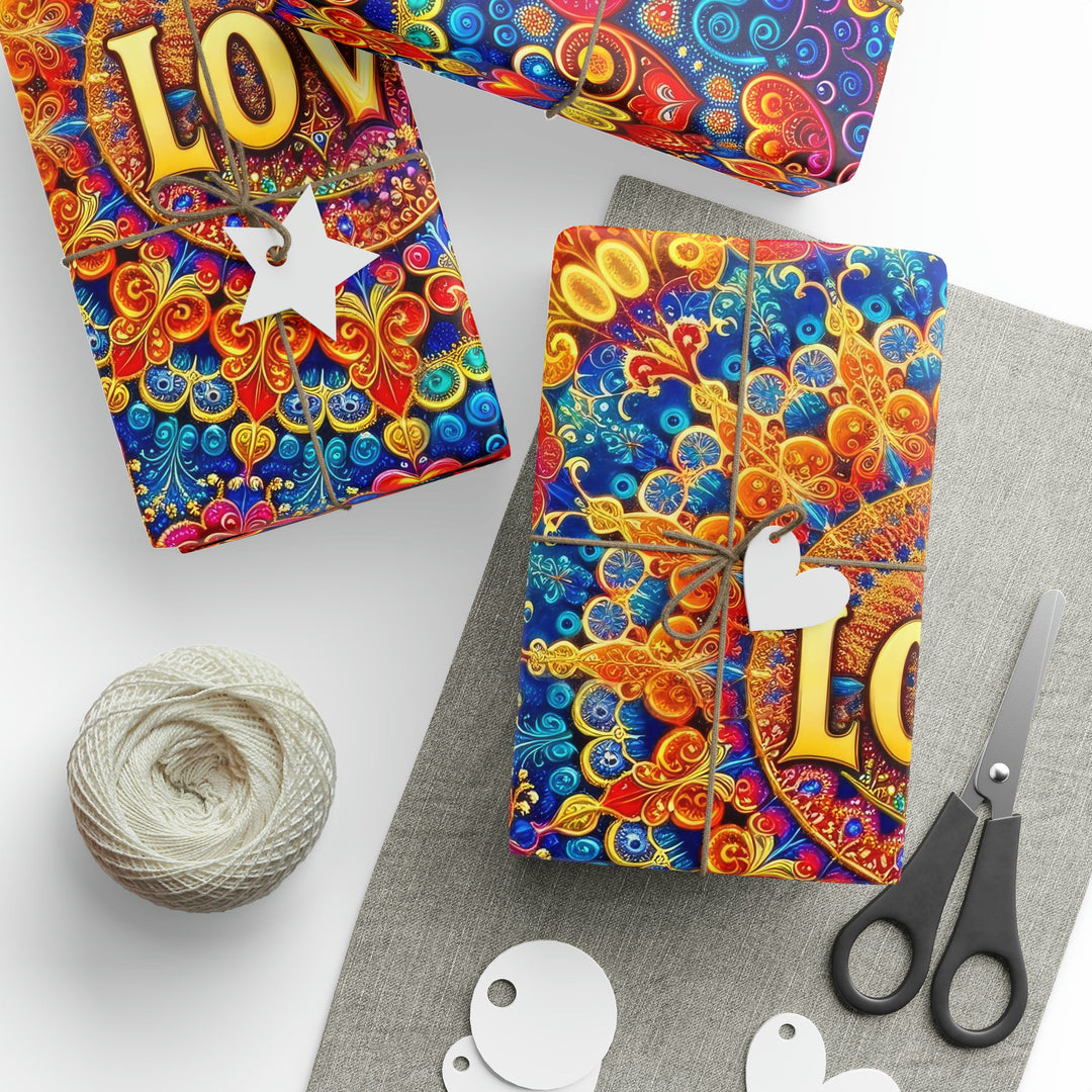 Vibrant Love Mandala - Wrapping Paper - Home Decor - g(0D·IO) - 30" x 180" - Matte -