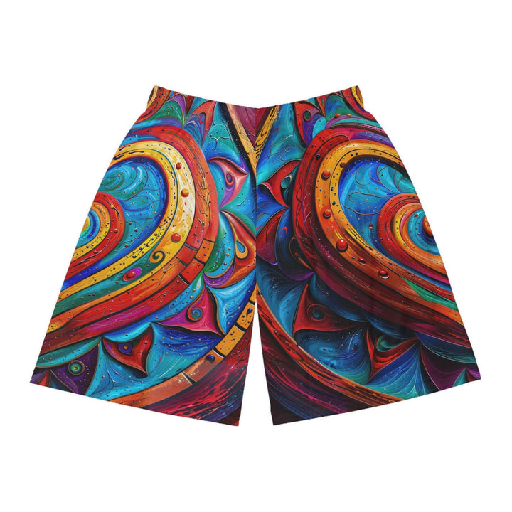 Vibrant Love Spiral - AOP Basketball Shorts - All Over Prints - g(0D·IO) - Seam thread color automatically matched to design - XS -