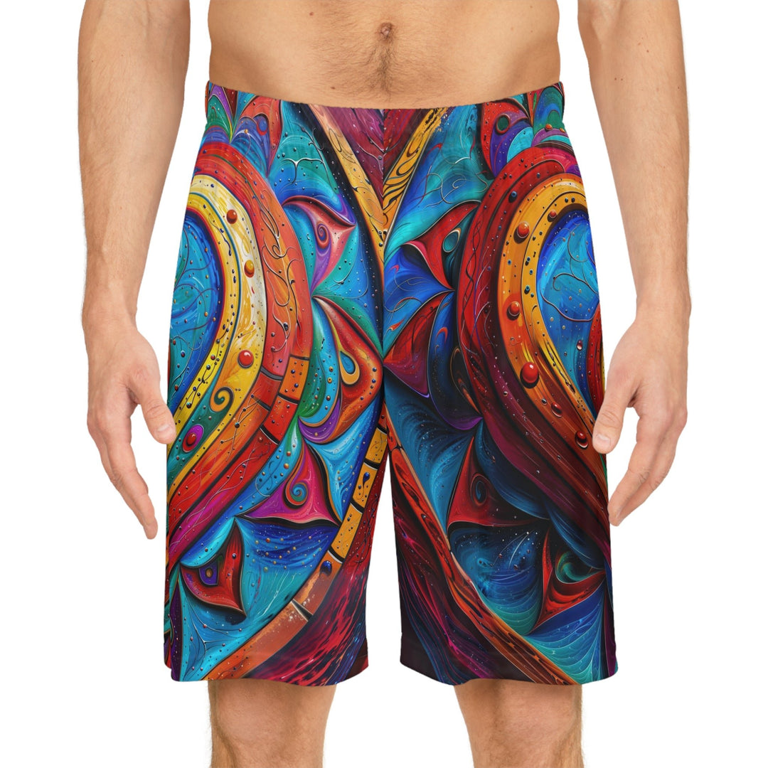 Vibrant Love Spiral - AOP Basketball Shorts - All Over Prints - g(0D·IO) - Seam thread color automatically matched to design - XS -