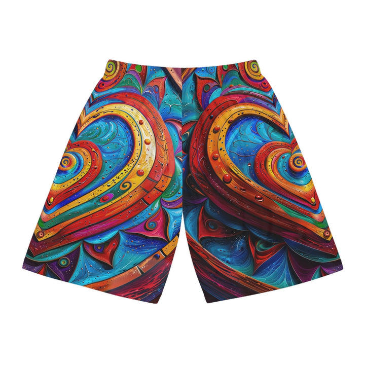 Vibrant Love Spiral - AOP Basketball Shorts - All Over Prints - g(0D·IO) - Seam thread color automatically matched to design - XS -