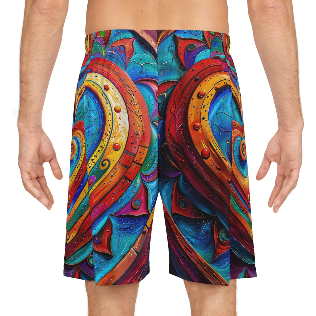 Vibrant Love Spiral - AOP Basketball Shorts - All Over Prints - g(0D·IO) - Seam thread color automatically matched to design - XS -