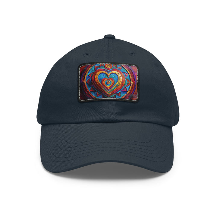 Vibrant Love Spiral - Dad Hat - Hats - g(0D·IO) - Navy / Black patch - Rectangle - One size