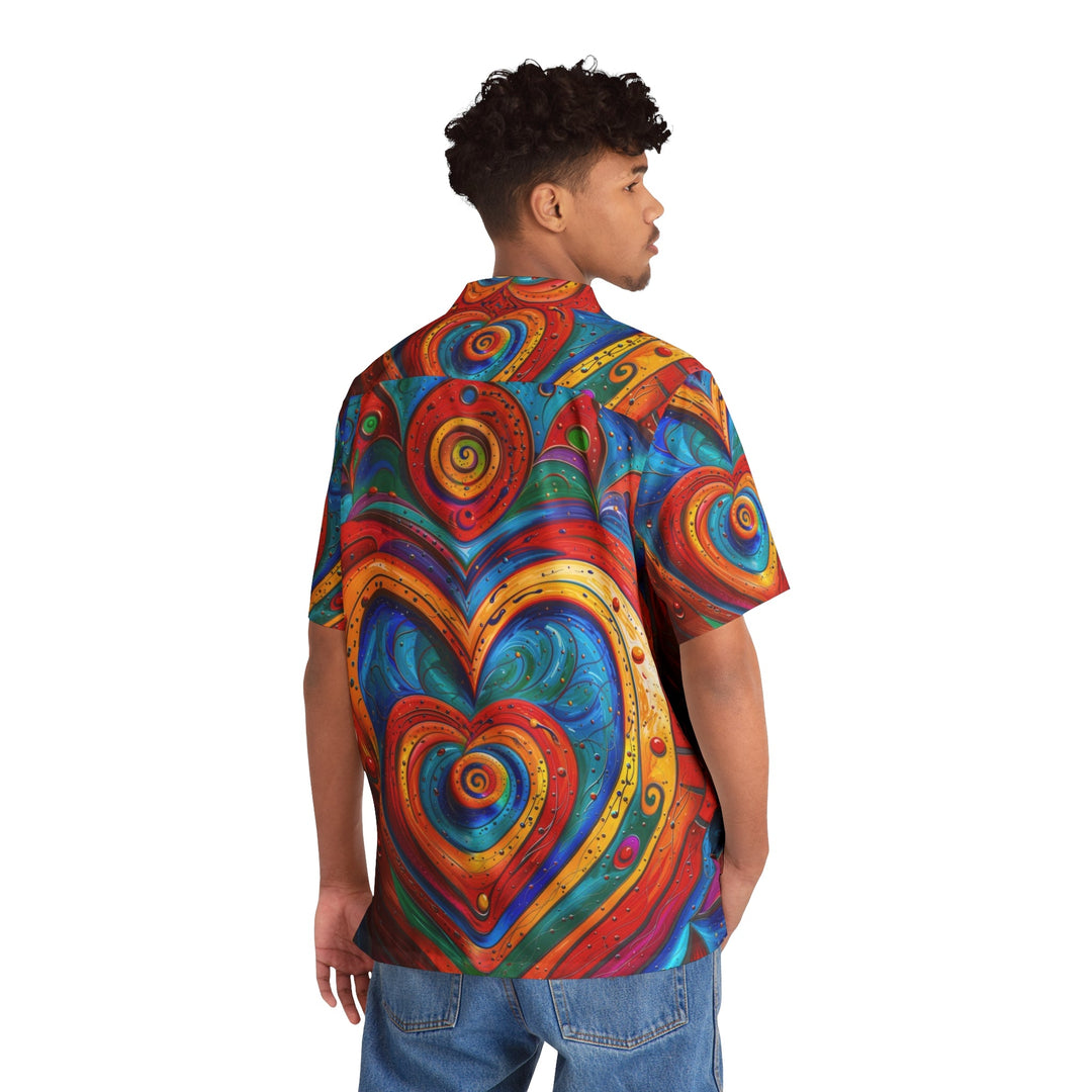 Vibrant Love Spiral - Men's Hawaiian Shirt - All Over Prints - g(0D·IO) - S - Black -