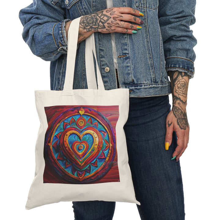 Vibrant Love Spiral - Natural Tote Bag - Bags - g(0D·IO) - 15" x 16" - Natural -