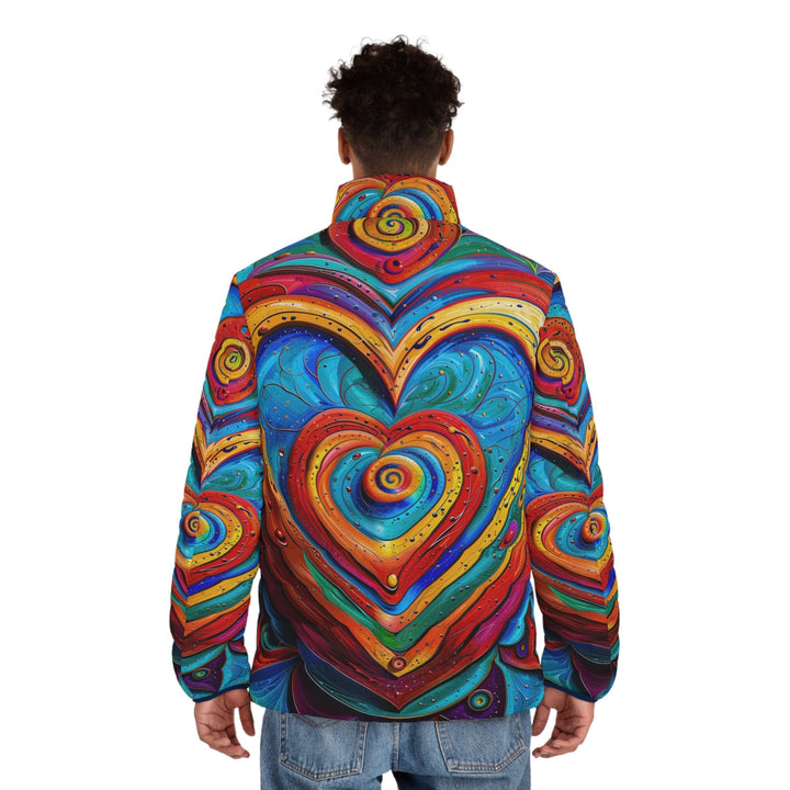 Vibrant Love Spiral - Puffer Jacket - All Over Prints - g(0D·IO) - S - Black zipper -