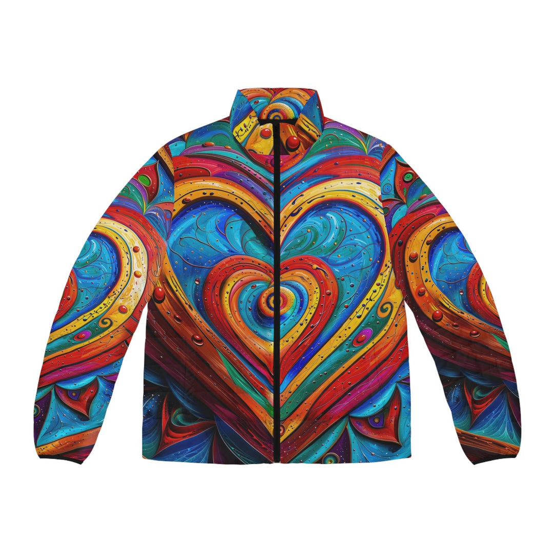 Vibrant Love Spiral - Puffer Jacket - All Over Prints - g(0D·IO) - S - Black zipper -