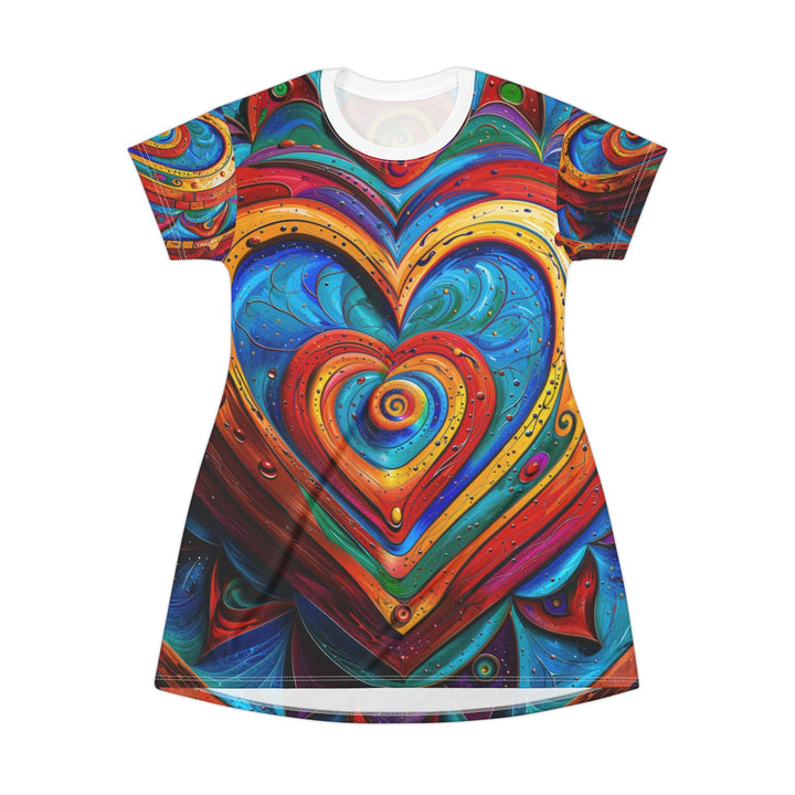 Vibrant Love Spiral - T-Shirt Dress - All Over Prints - g(0D·IO) - XS - -