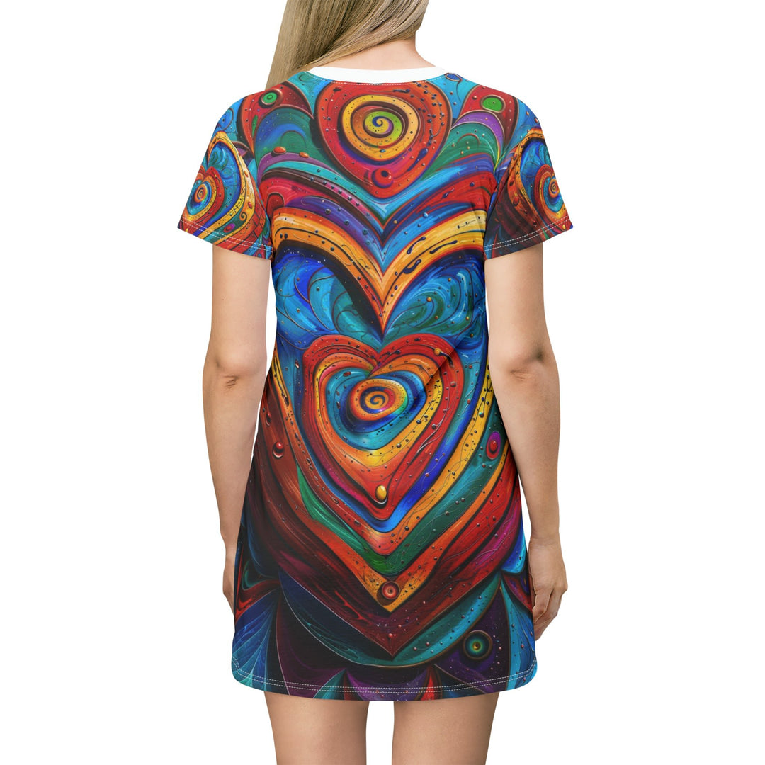 Vibrant Love Spiral - T-Shirt Dress - All Over Prints - g(0D·IO) - XS - -