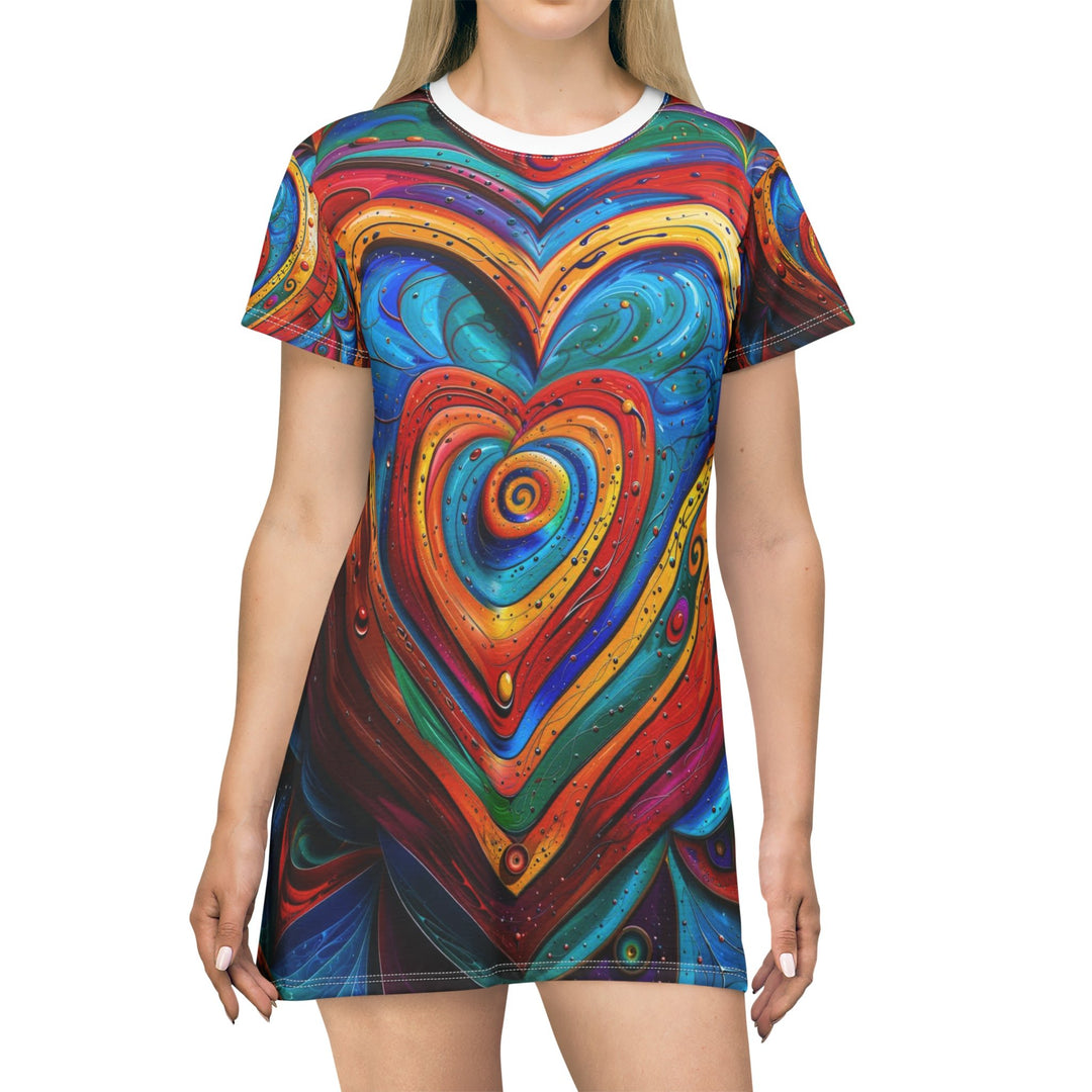 Vibrant Love Spiral - T-Shirt Dress - All Over Prints - g(0D·IO) - XS - -