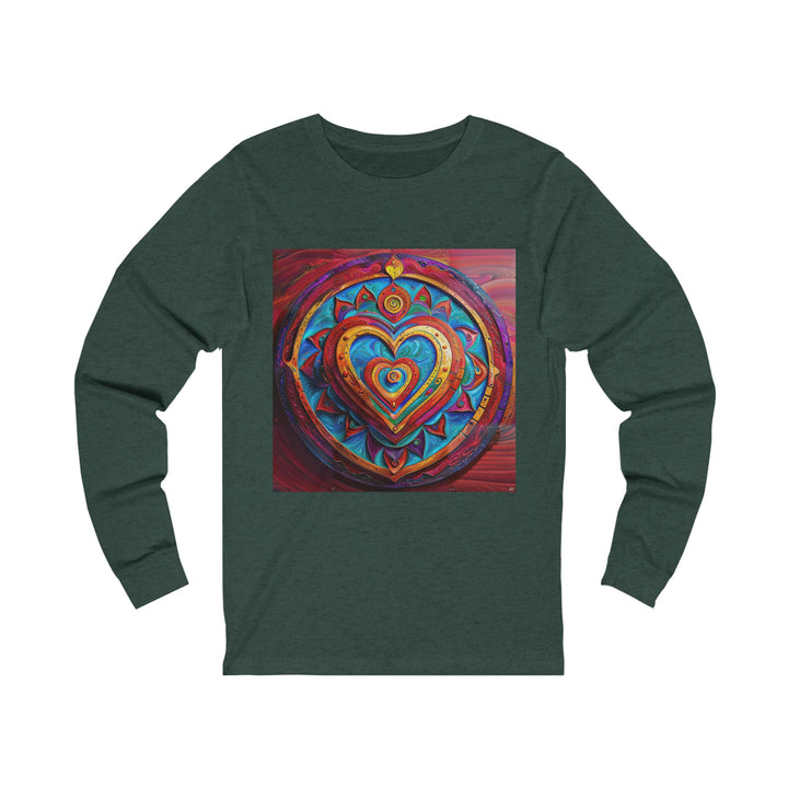 Vibrant Love Spiral - Unisex Jersey Long Sleeve Tee - Long-sleeve - g(0D·IO) - S - Heather Forest -