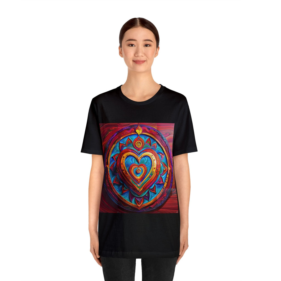 Vibrant Love Spiral - Unisex Jersey Short Sleeve Tee - T-Shirt - g(0D·IO) - Black - S -