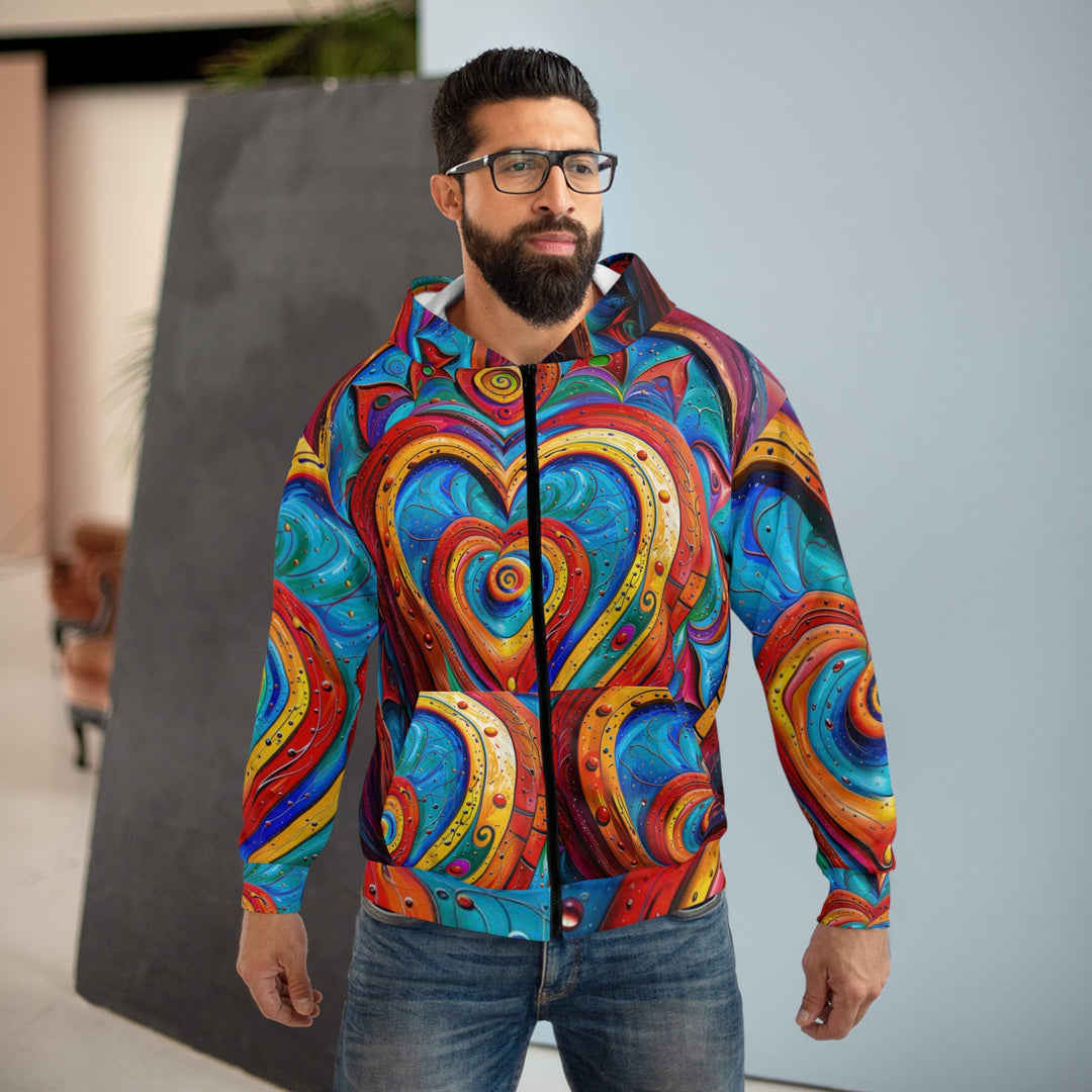 Vibrant Love Spiral - Unisex Zip Hoodie - All Over Prints - g(0D·IO) - XS - -