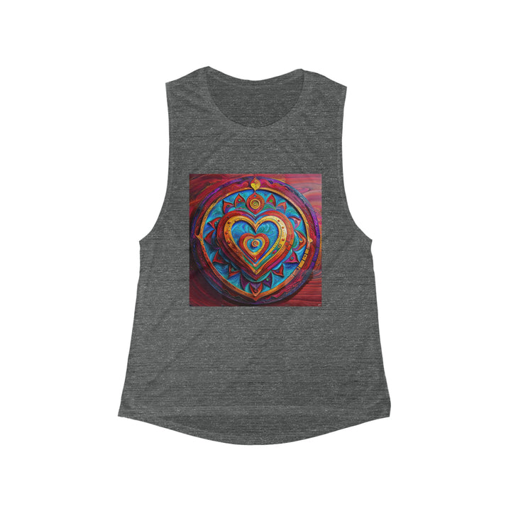 Vibrant Love Spiral - Women's Flowy Scoop Muscle Tank - Tank Top - g(0D·IO) - S - Asphalt Slub -