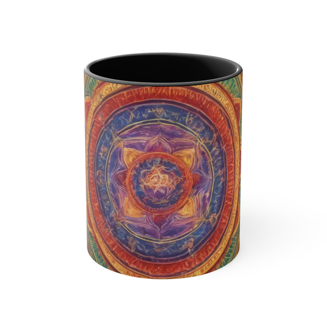 Vibrant Mandala Essence - Accent Coffee Mug - Mug - g(0D·IO) - Black - 11oz -