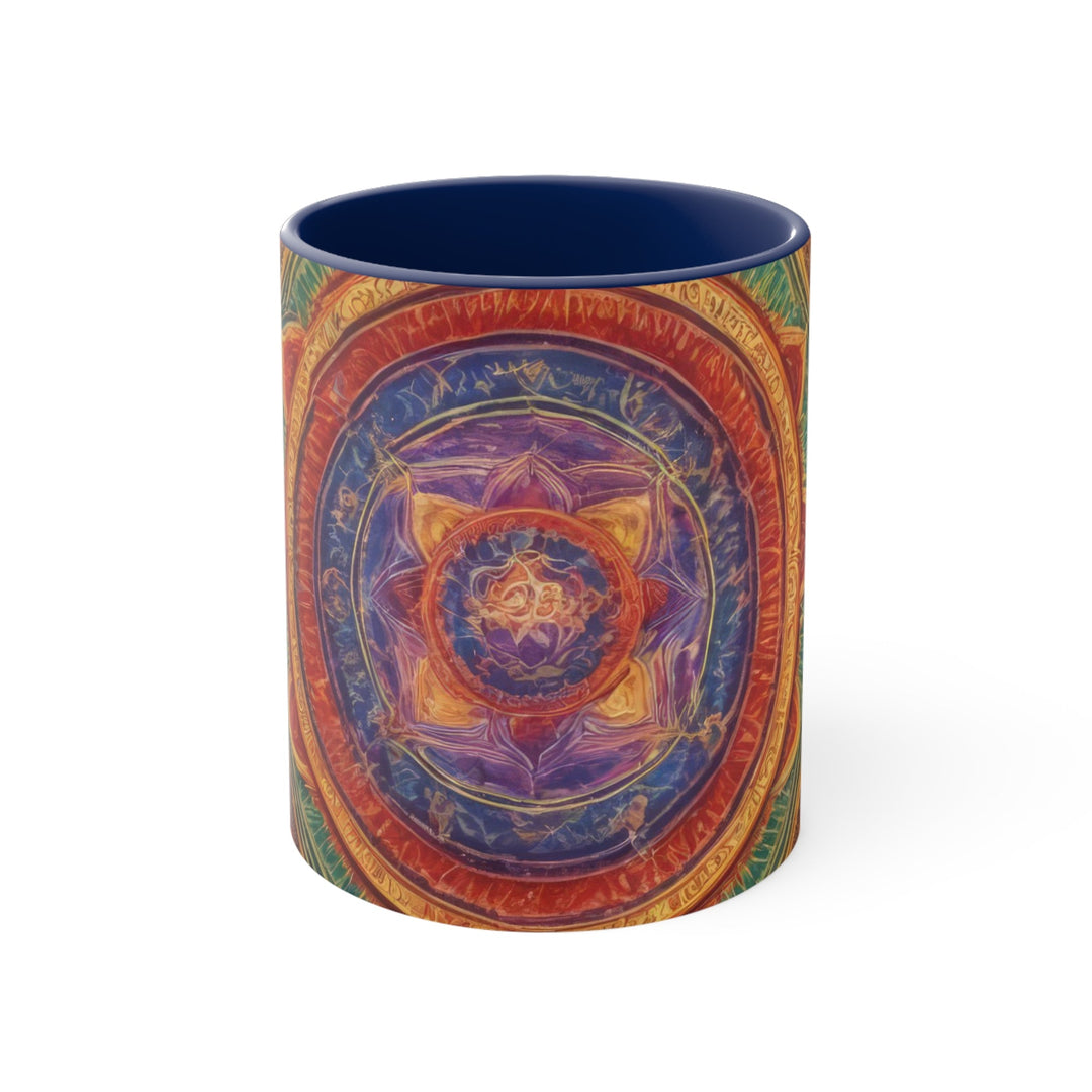 Vibrant Mandala Essence - Accent Coffee Mug - Mug - g(0D·IO) - Navy - 11oz -