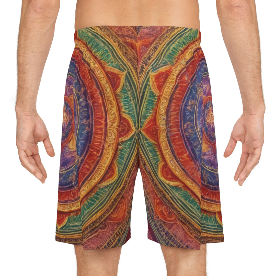 Vibrant Mandala Essence - AOP Basketball Shorts - All Over Prints - g(0D·IO) - Seam thread color automatically matched to design - XS -