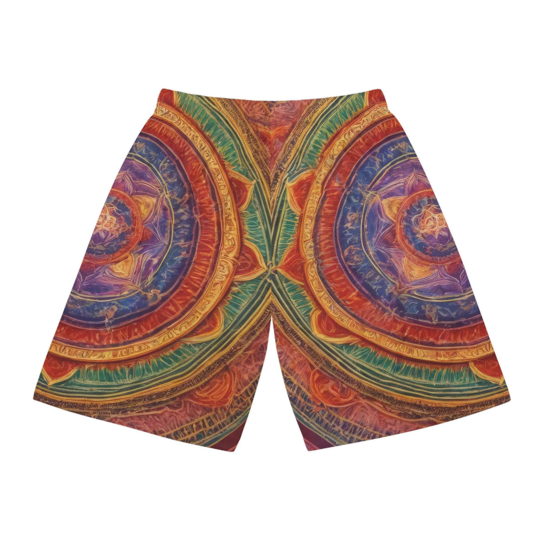 Vibrant Mandala Essence - AOP Basketball Shorts - All Over Prints - g(0D·IO) - Seam thread color automatically matched to design - XS -