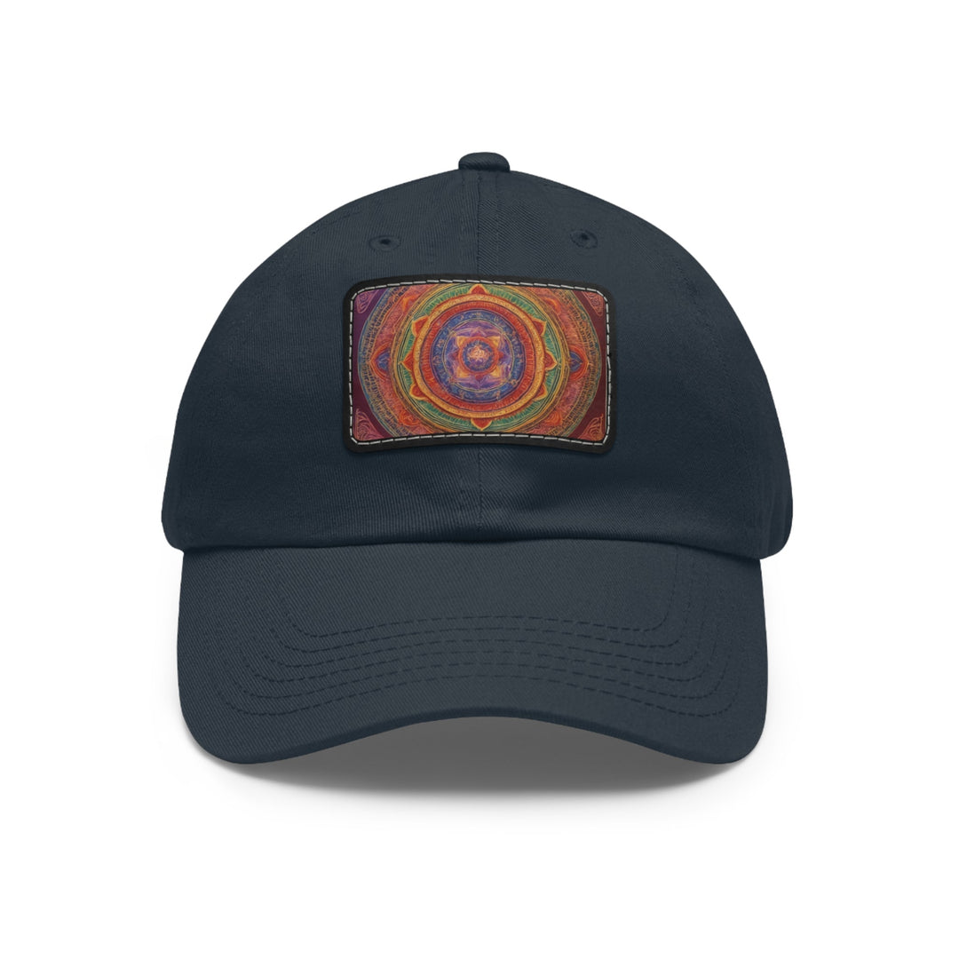 Vibrant Mandala Essence - Dad Hat - Hats - g(0D·IO) - Navy / Black patch - Rectangle - One size