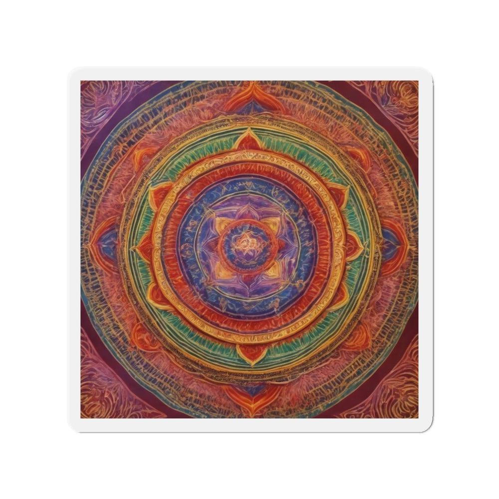 Vibrant Mandala Essence - Die-cut Magnet - Home Decor - g(0D·IO) - 3" x 3" - Die-Cut - 1 pc