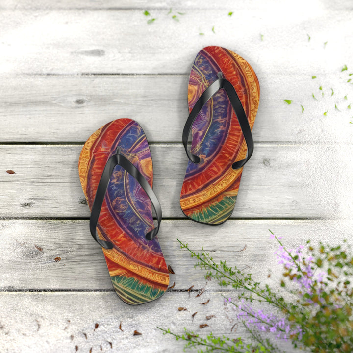 Vibrant Mandala Essence - Flip Flops - Shoes - g(0D·IO) - XL - Black sole -