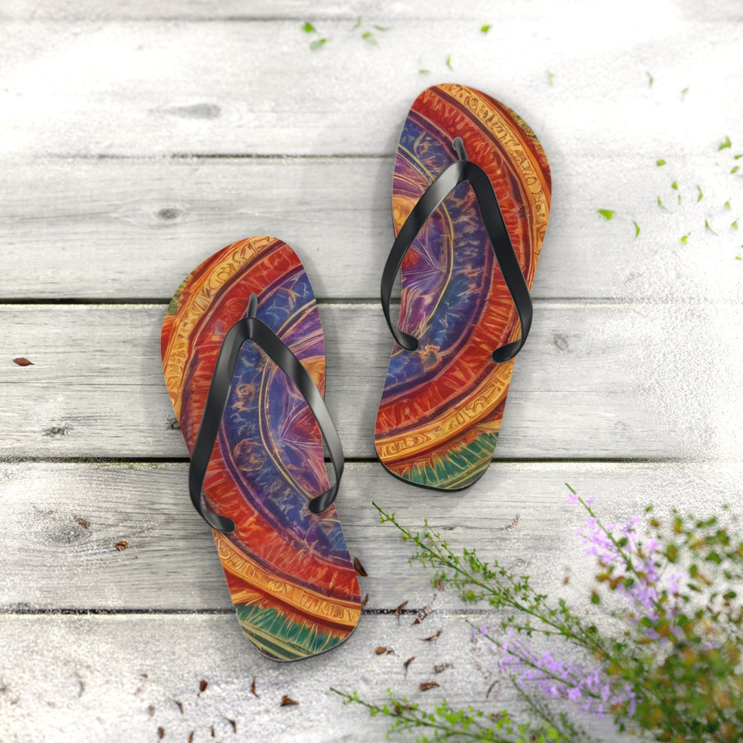 Vibrant Mandala Essence - Flip Flops - Shoes - g(0D·IO) - XL - Black sole -