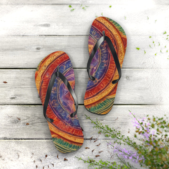 Vibrant Mandala Essence - Flip Flops - Shoes - g(0D·IO) - XL - Black sole -