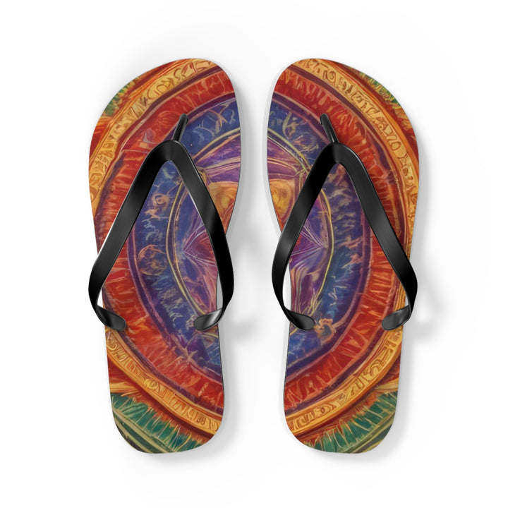 Vibrant Mandala Essence - Flip Flops - Shoes - g(0D·IO) - L - Black sole -