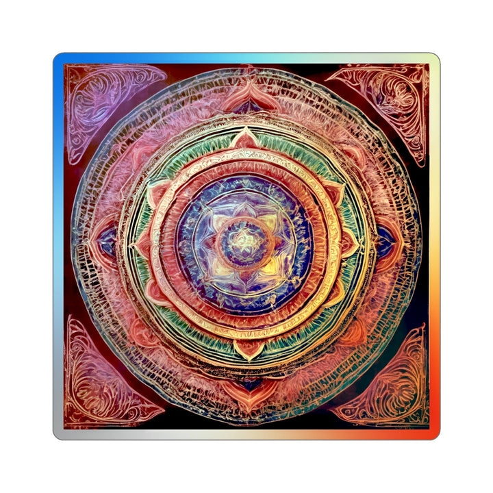 Vibrant Mandala Essence - Holographic Die-Cut Sticker - Paper products - g(0D·IO) - 4" × 4" - Die-Cut - Holographic