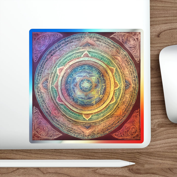 Vibrant Mandala Essence - Holographic Die-Cut Sticker - Paper products - g(0D·IO) - 5" × 5" - Die-Cut - Holographic