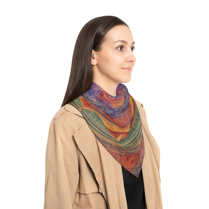 Vibrant Mandala Essence - Poly Scarf - Accessories - g(0D·IO) - Poly chiffon - 50" × 50" -