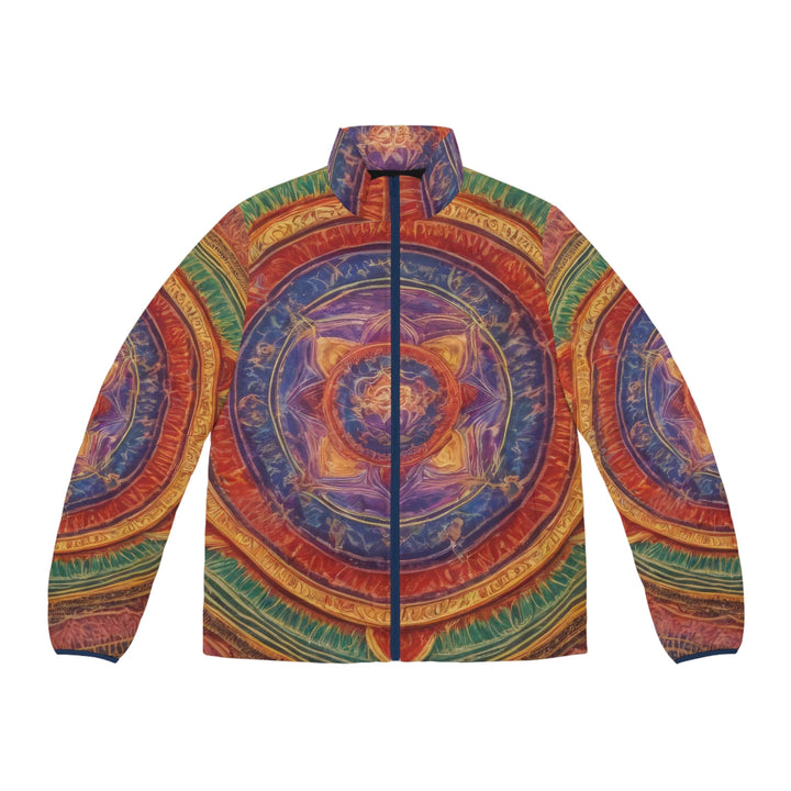 Vibrant Mandala Essence - Puffer Jacket - All Over Prints - g(0D·IO) - S - Dark blue zipper -