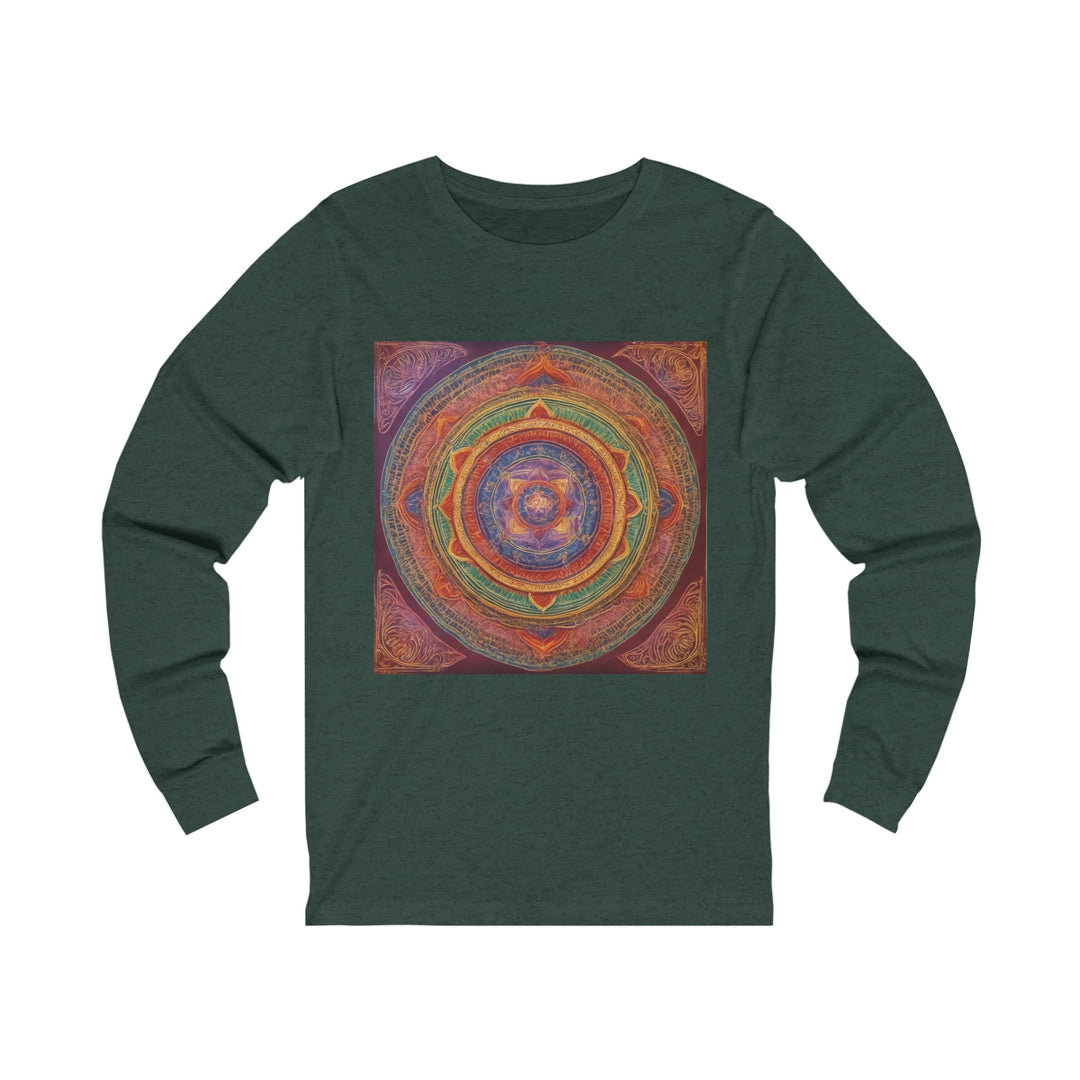 Vibrant Mandala Essence - Unisex Jersey Long Sleeve Tee - Long-sleeve - g(0D·IO) - S - Heather Forest -