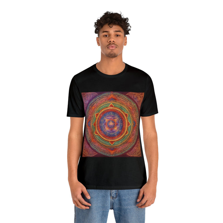 Vibrant Mandala Essence - Unisex Jersey Short Sleeve Tee - T-Shirt - g(0D·IO) - Black - S -