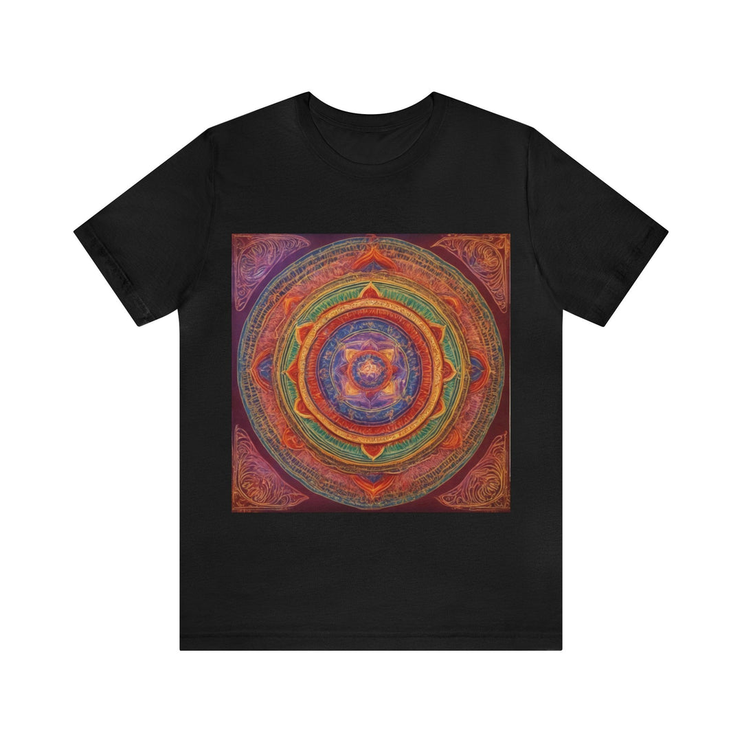 Vibrant Mandala Essence - Unisex Jersey Short Sleeve Tee - T-Shirt - g(0D·IO) - Black - S -