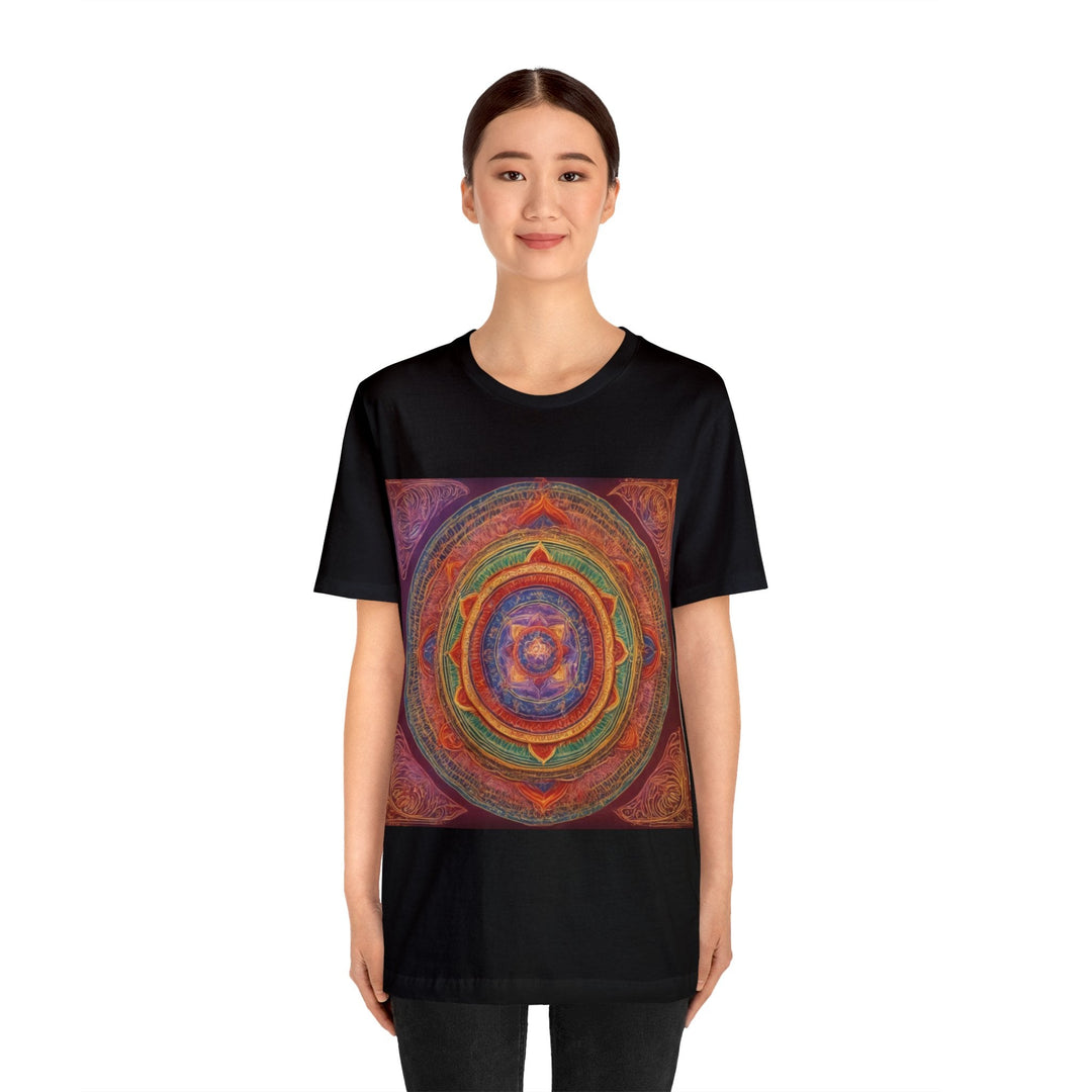 Vibrant Mandala Essence - Unisex Jersey Short Sleeve Tee - T-Shirt - g(0D·IO) - Black - S -