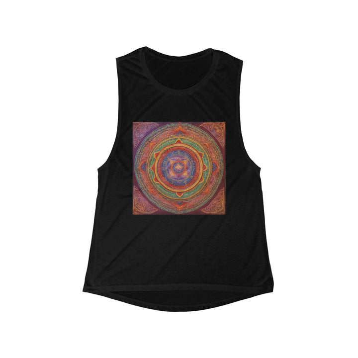 Vibrant Mandala Essence - Women's Flowy Scoop Muscle Tank - Tank Top - g(0D·IO) - S - Black -