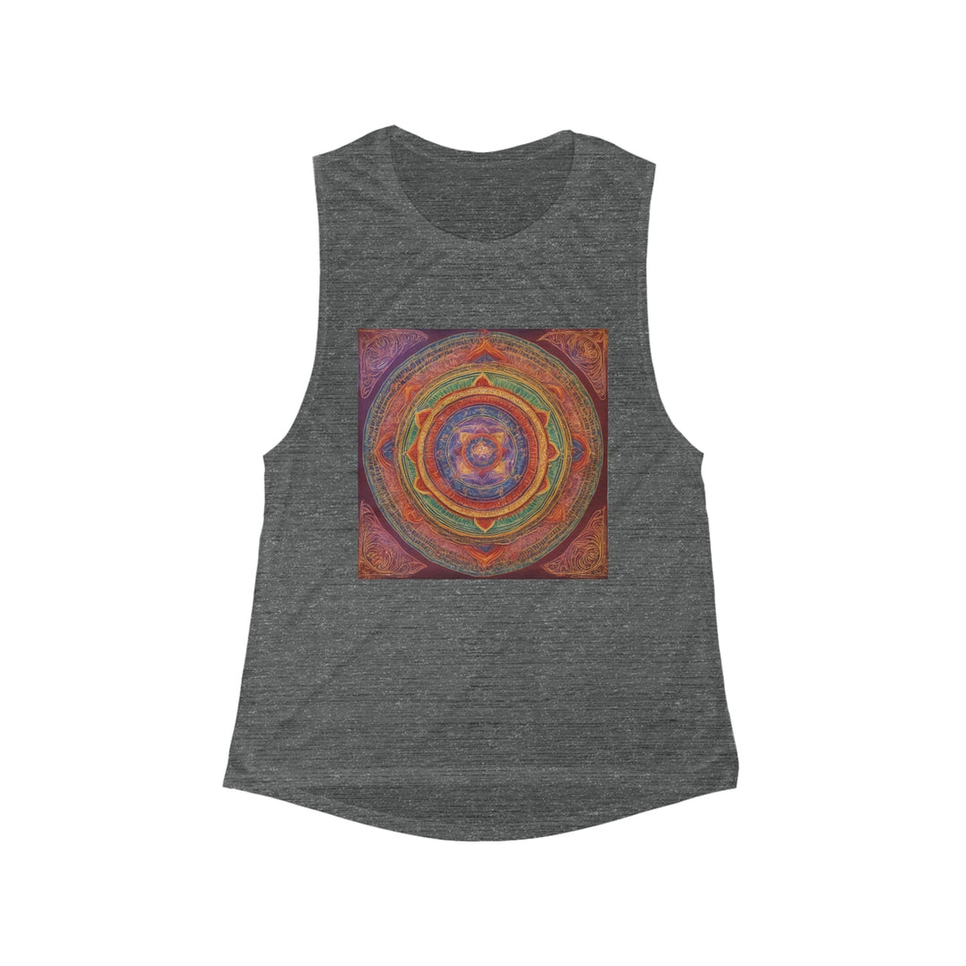 Vibrant Mandala Essence - Women's Flowy Scoop Muscle Tank - Tank Top - g(0D·IO) - S - Asphalt Slub -