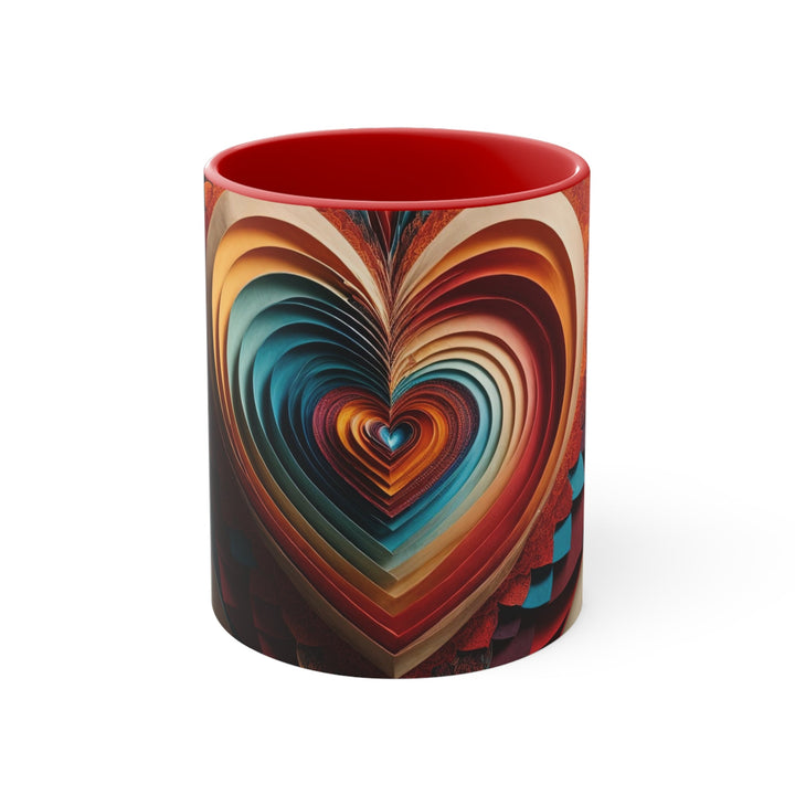 Vibrant Paper Heart - Accent Coffee Mug - Mug - g(0D·IO) - Red - 11oz -