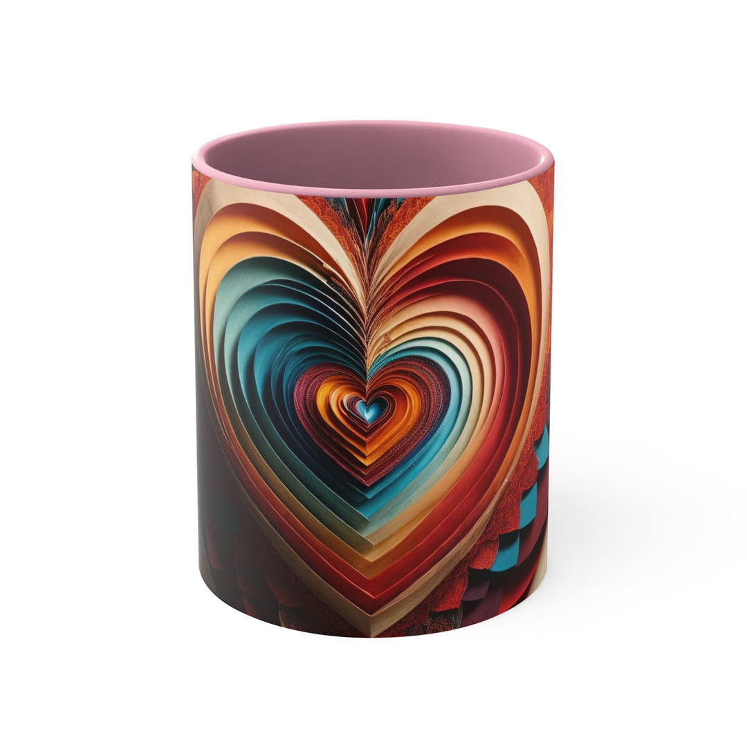 Vibrant Paper Heart - Accent Coffee Mug - Mug - g(0D·IO) - Pink - 11oz -