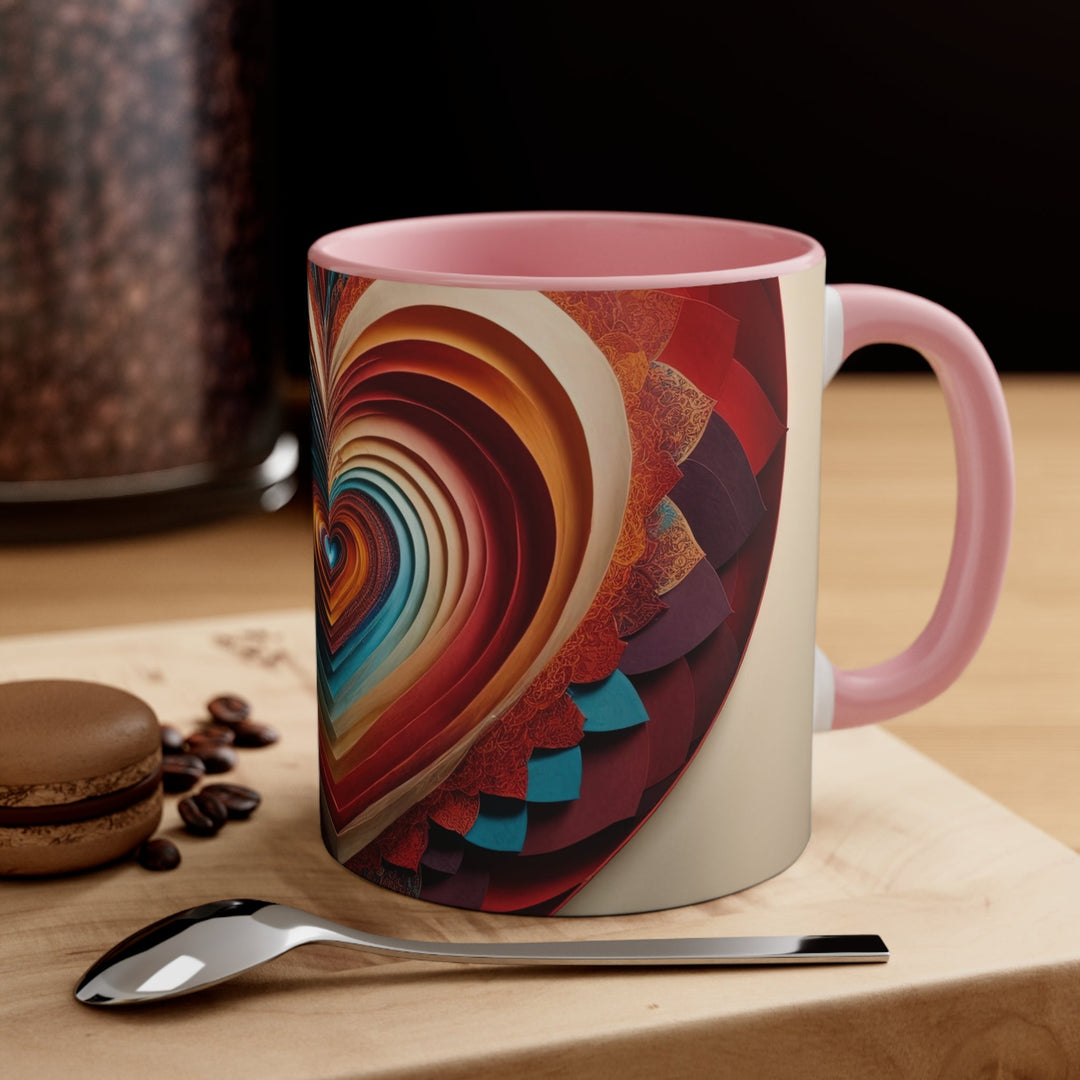 Vibrant Paper Heart - Accent Coffee Mug - Mug - g(0D·IO) - Pink - 11oz -