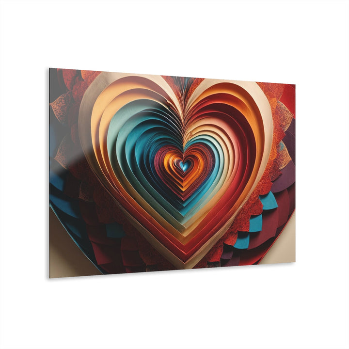 Vibrant Paper Heart - Acrylic Prints (French Cleat Hanging) - Home Decor - g(0D·IO) - 36" x 24" (Horizontal) - 0.25'' -