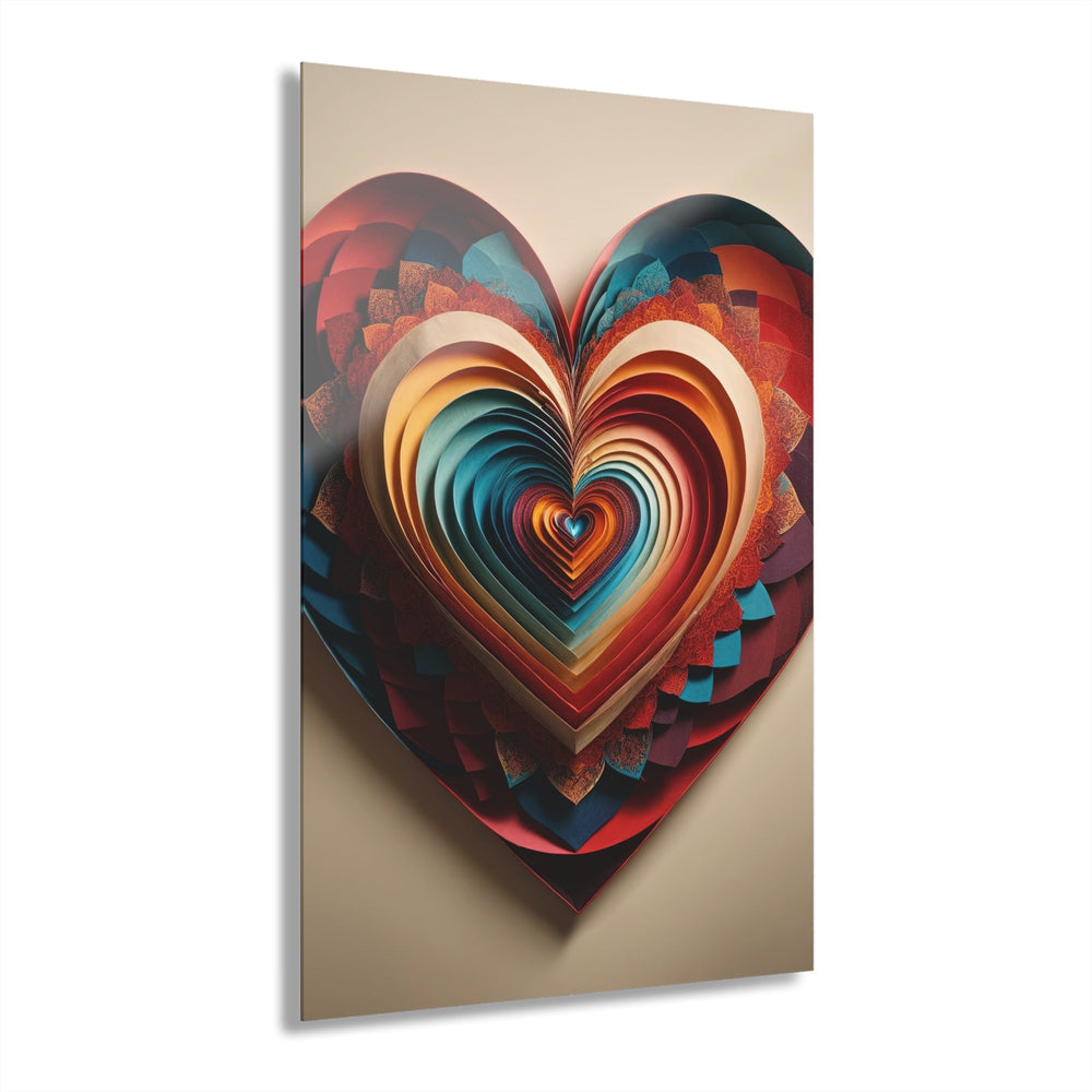 Vibrant Paper Heart - Acrylic Prints (French Cleat Hanging) - Home Decor - g(0D·IO) - 24" x 36" (Vertical) - 0.25'' -