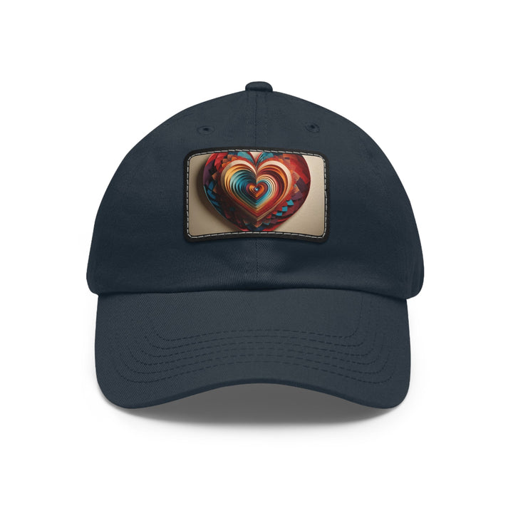 Vibrant Paper Heart - Dad Hat - Hats - g(0D·IO) - Navy / Black patch - Rectangle - One size