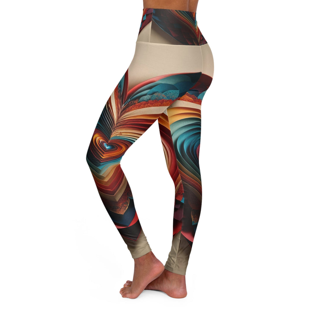 Vibrant Paper Heart - High Waisted AOP Yoga Leggings - All Over Prints - g(0D·IO) - XS - -