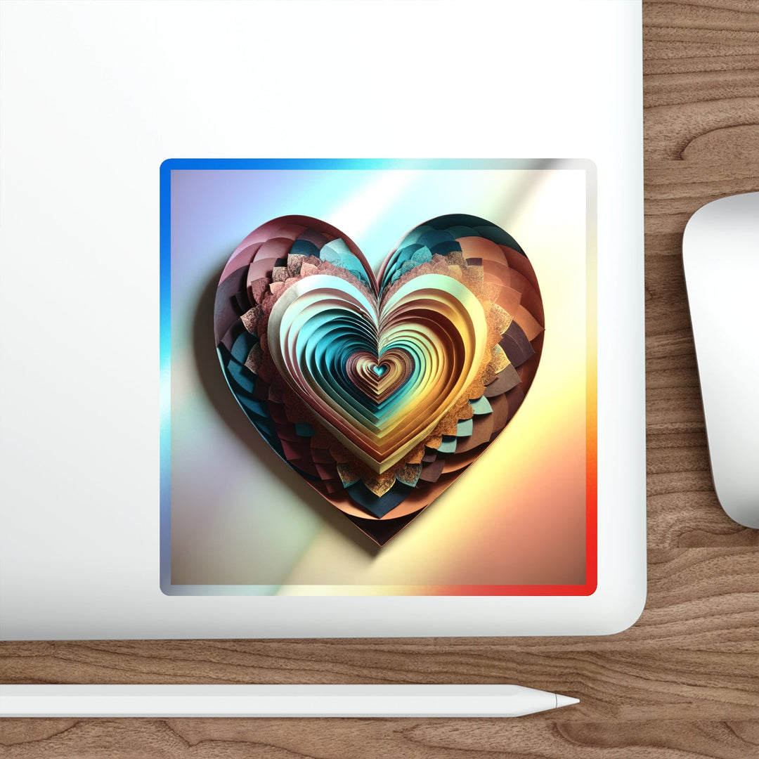 Vibrant Paper Heart - Holographic Die-Cut Sticker - Paper products - g(0D·IO) - 5" × 5" - Die-Cut - Holographic