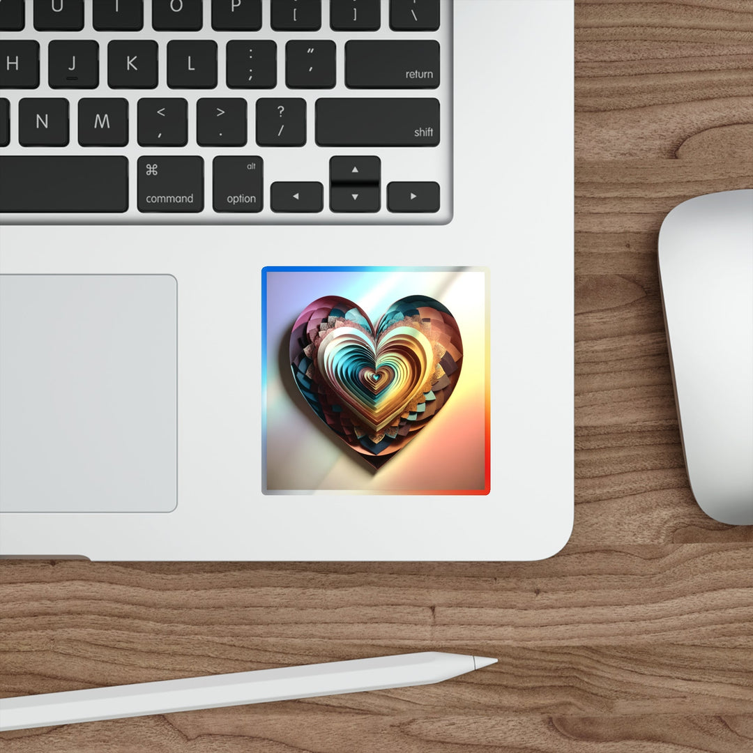 Vibrant Paper Heart - Holographic Die-Cut Sticker - Paper products - g(0D·IO) - 5" × 5" - Die-Cut - Holographic