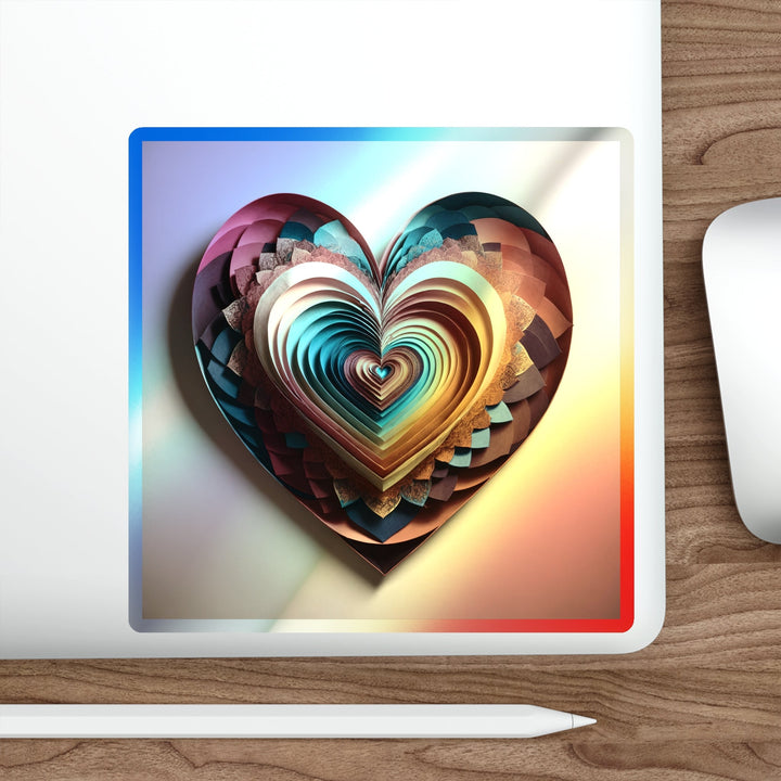 Vibrant Paper Heart - Holographic Die-Cut Sticker - Paper products - g(0D·IO) - 5" × 5" - Die-Cut - Holographic