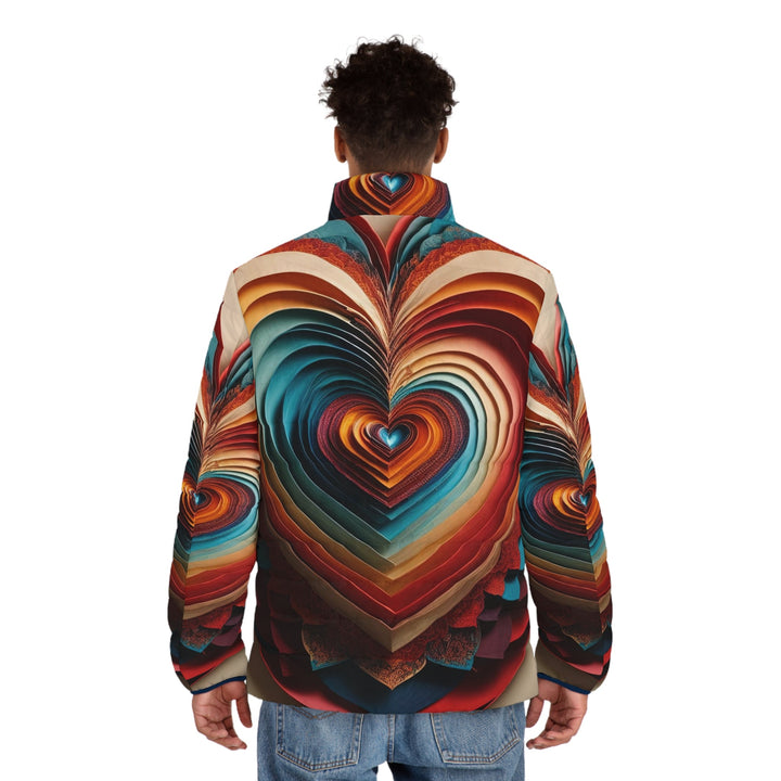 Vibrant Paper Heart - Puffer Jacket - All Over Prints - g(0D·IO) - S - Black zipper -